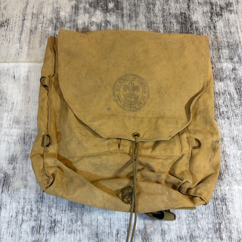 Vintage 1945 Boy Scouts of America BSA Canvas Rucksack Decatur Tent & Awning Co